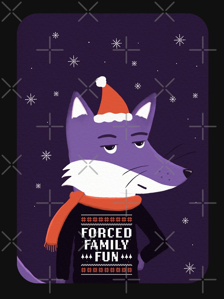 Thumbnail 7 of 7, Pullover Sweatshirt, Purple Fox in Ugly Sweater Forced Family Fun designed and sold by ItsPurpleFox.