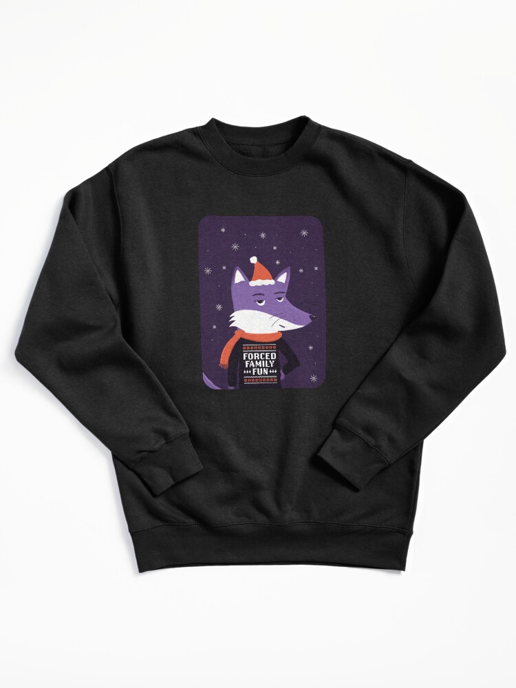 Thumbnail 2 of 7, Pullover Sweatshirt, Purple Fox in Ugly Sweater Forced Family Fun designed and sold by ItsPurpleFox.