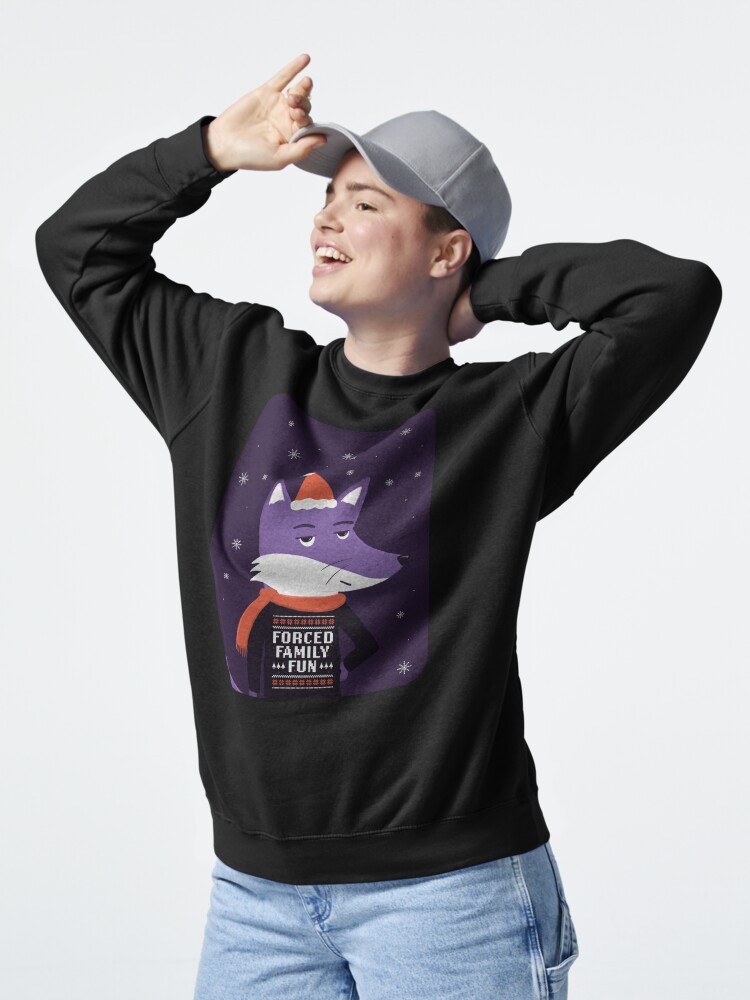 Thumbnail 5 of 7, Pullover Sweatshirt, Purple Fox in Ugly Sweater Forced Family Fun designed and sold by ItsPurpleFox.