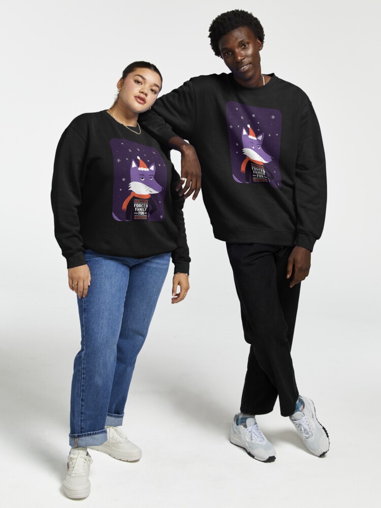 Thumbnail 1 of 7, Pullover Sweatshirt, Purple Fox in Ugly Sweater Forced Family Fun designed and sold by ItsPurpleFox.