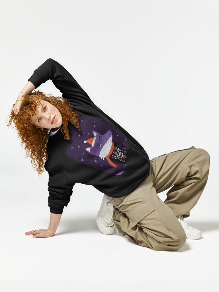 Thumbnail 6 of 7, Pullover Sweatshirt, Purple Fox in Ugly Sweater Forced Family Fun designed and sold by ItsPurpleFox.