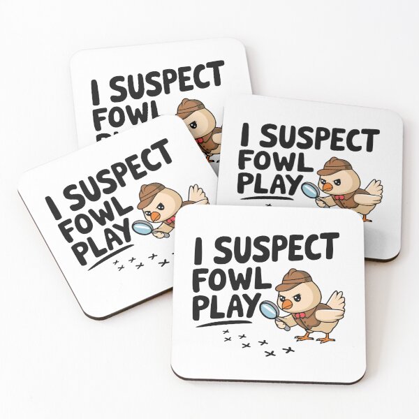 Item preview, I Suspect Fowl Play! Cute Detective Chicken Pun designed and sold by PMCreative.