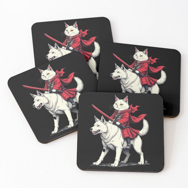 Item preview, Red robed samurai cat designed and sold by HARIBART.