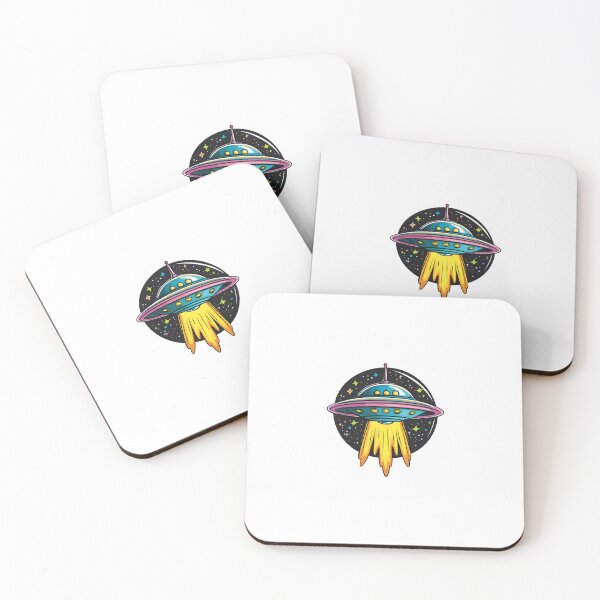 Item preview, Cartoon Style UFO Sticker Alien Sticker Abducted Cow Logo Stickers, Logo, Illustration, Wall arts, Art Prints and More designed and sold by Kevin Lou.