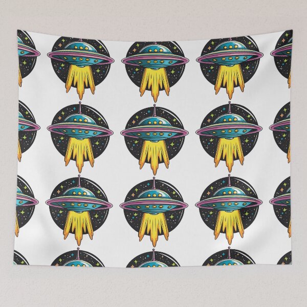 Item preview, Cartoon Style UFO Sticker Alien Sticker Abducted Cow Logo Stickers, Logo, Illustration, Wall arts, Art Prints and More designed and sold by Kevin Lou.