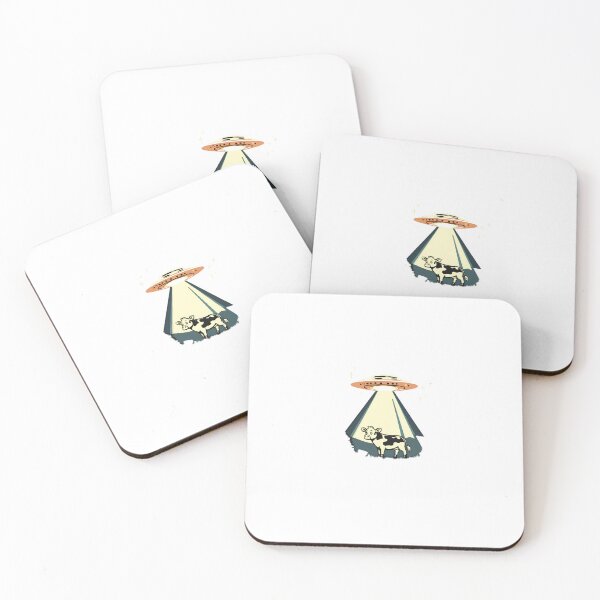 Item preview, Cartoon Style UFO Sticker Alien Sticker Abducted Cow Logo Stickers, Logo, Illustration, Wall arts, Art Prints and More designed and sold by Kevin Lou.