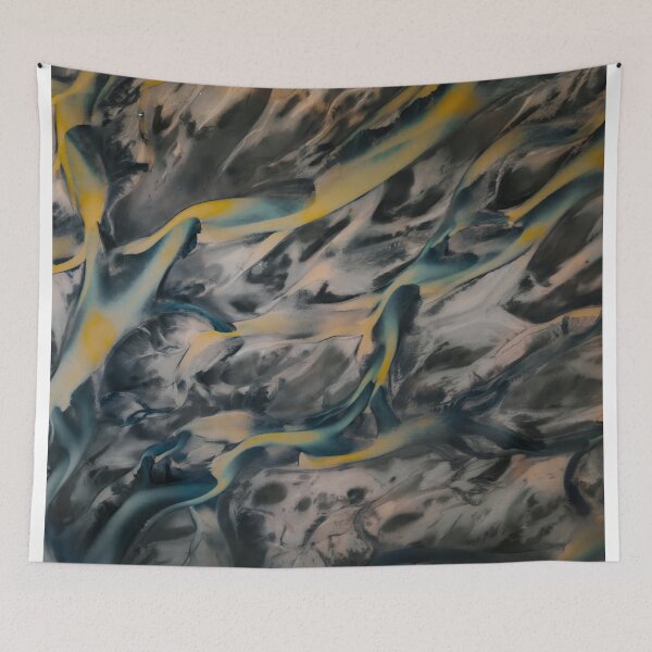 Item preview, Abstract Flow of Blue and Yellow Waves - Landscape Photography designed and sold by regnumsaturni.
