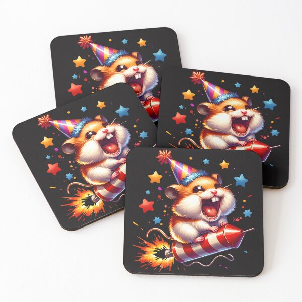 Item preview, Hamster and fireworks designed and sold by AwesomeBeyondLimits.