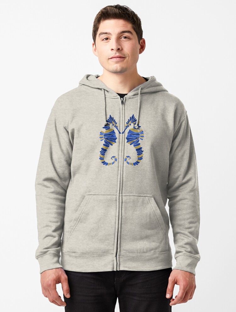 navy and gold hoodie