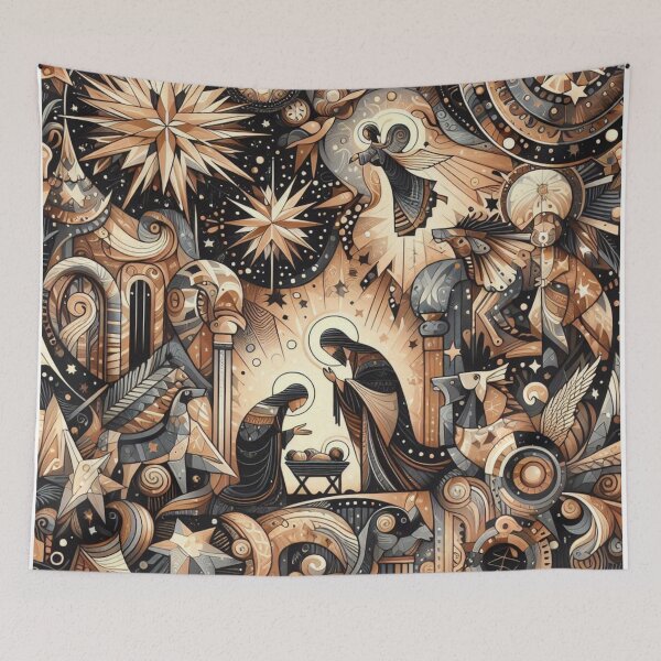 Item preview, Abstract Nativity Scene, Contemporary Artistic Christmas Pattern designed and sold by MixtaGraphics.