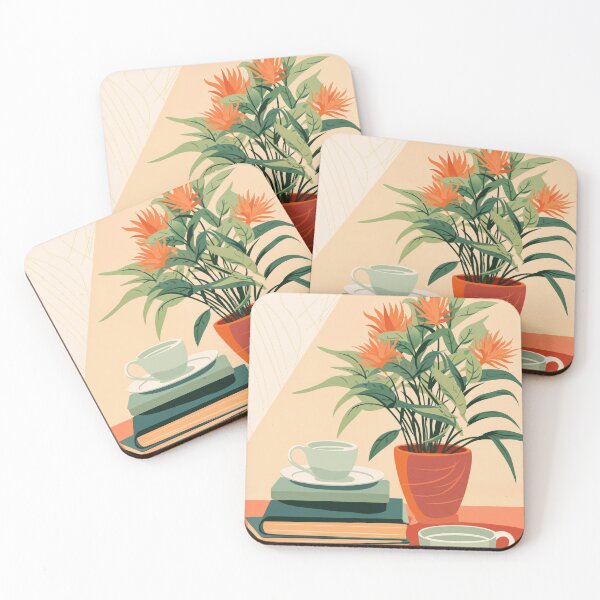 Item preview, Matisse Style Cozy Books and Tea with Tropical Foliage - Floral Painting designed and sold by regnumsaturni.