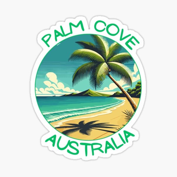 Item preview, Palm Cove Queensland Australia Retro Art Travel Badge designed and sold by MaateoDesign.