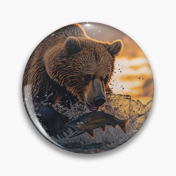 Item preview, Bear hunting fish at sunset -  Wildlife photo designed and sold by TheArtistOf2022.
