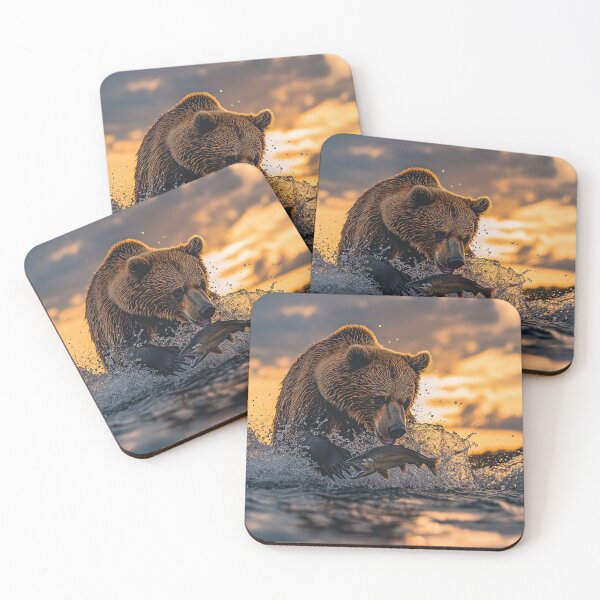 Item preview, Bear hunting fish at sunset -  Wildlife photo designed and sold by TheArtistOf2022.