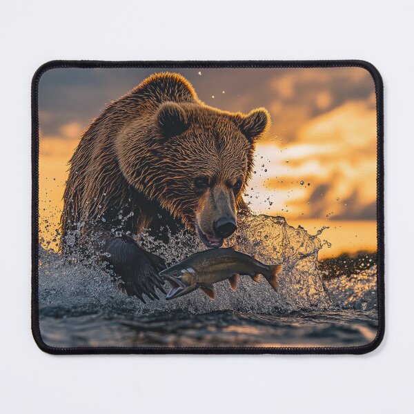 Item preview, Bear hunting fish at sunset -  Wildlife photo designed and sold by TheArtistOf2022.