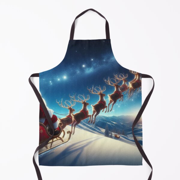 Item preview, Santa Claus Flying Sleigh with Reindeer Evening Scene designed and sold by MixtaGraphics.