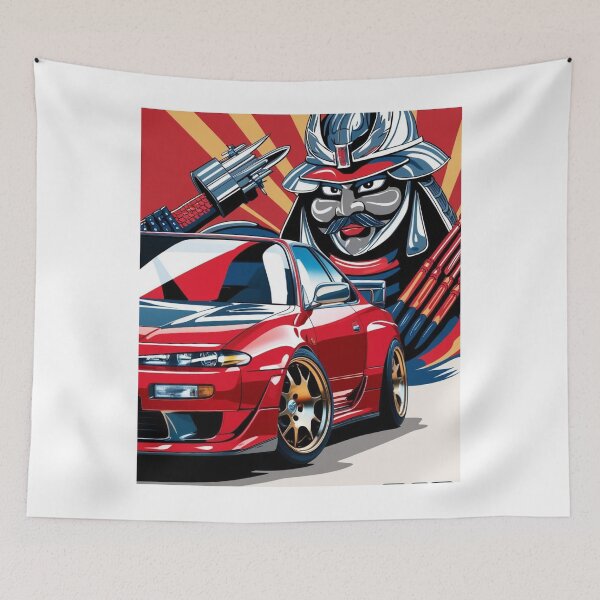 Item preview, JDM, Car, samurai, warrior, Japan, 90s, Drift, cherry blossoms, Kyoto, Mt Fuji, Japanese Sun, samurai armor, fast, tuner, men-yoroi, mengu,  designed and sold by tshirtart2024.