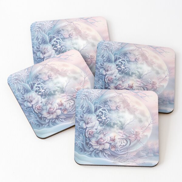 Item preview, Flowers on the tree. Full moon. Winter landscape. Pastel colors. designed and sold by MagelliShop.