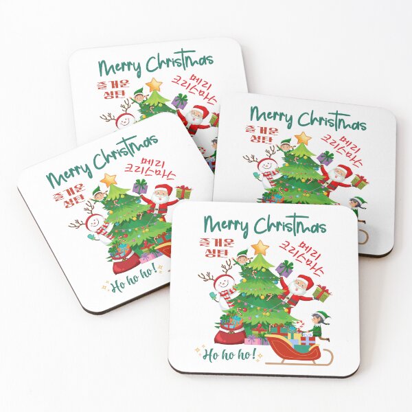 Item preview, Festive "Merry Christmas" Santa, Tree, and Korean Text Holiday Design designed and sold by checkitbuddy.