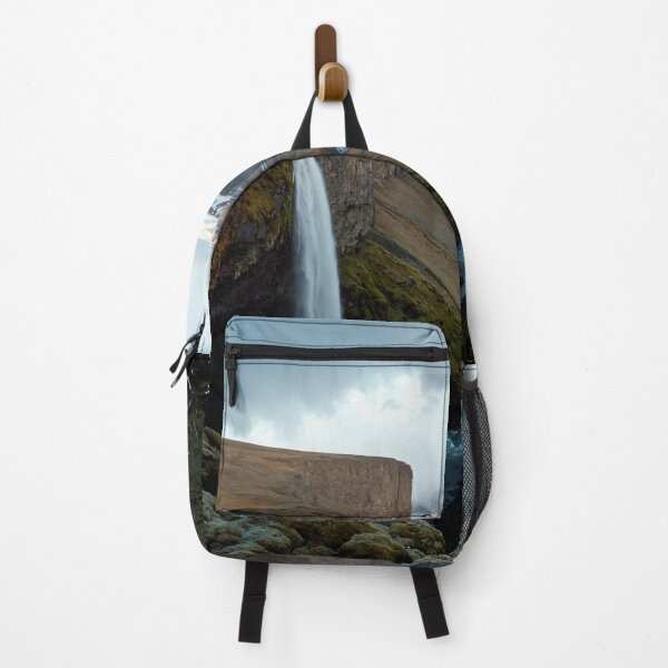 Item preview, Majestic Waterfall in Iceland with Snowy Peaks and River designed and sold by regnumsaturni.