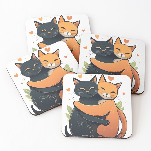 Item preview, Cute black and orange cat hug designed and sold by VelosityPrints.