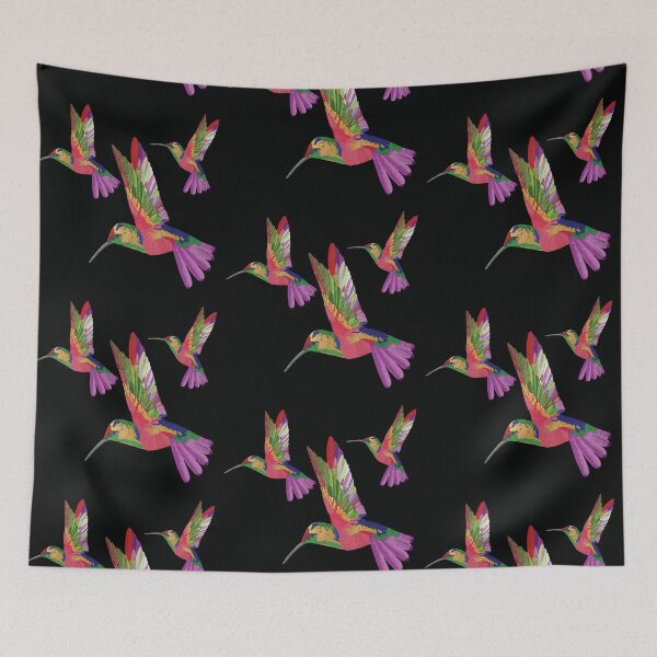 Item preview, Bird Colibri -  pink black pattern designed and sold by StudioViArt.