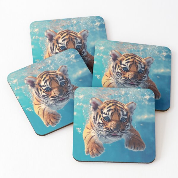 Item preview, Tiger cub swimming underwater in Summer - Wildlife photo designed and sold by TheArtistOf2022.