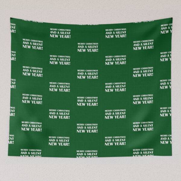 Item preview, Merry Christmas and a Silent New Year!: Green Edition / Introvert Joke Funny T-Shirt Label designed and sold by introvertvibes.