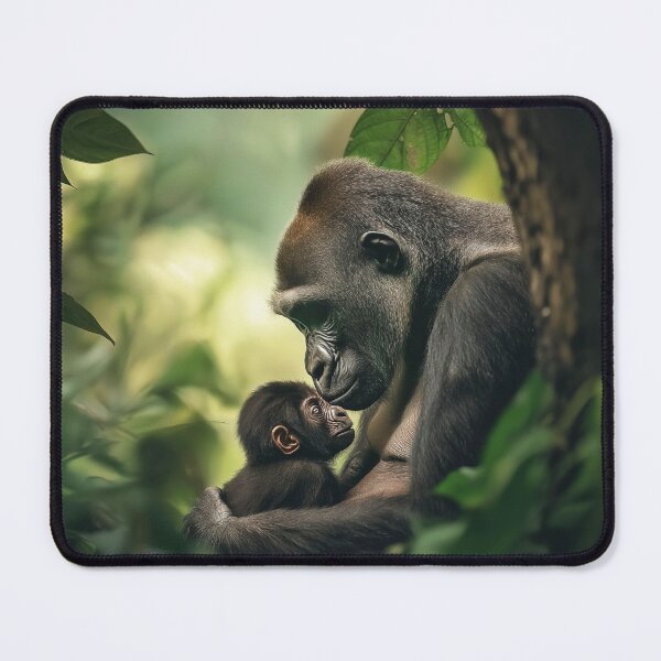 Item preview, Gorilla with her baby in forest - Wildlife photo designed and sold by TheArtistOf2022.