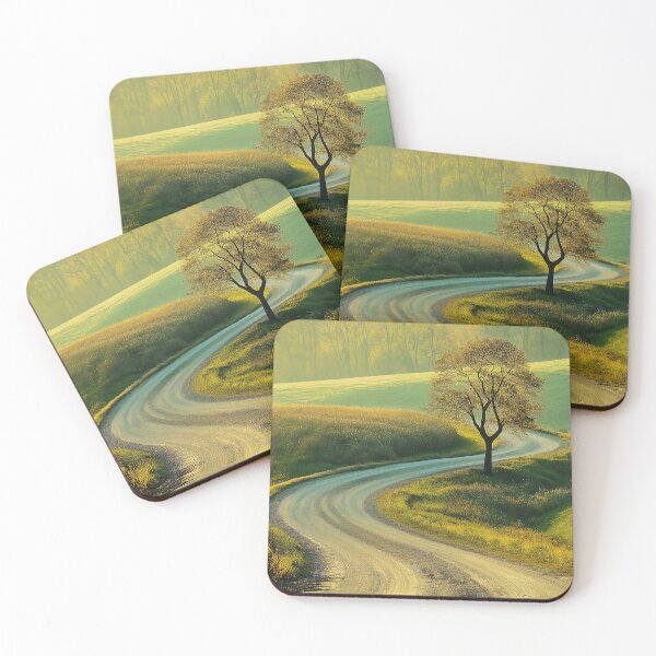 Item preview, Tree and winding road landscape at sunrise - Nature photo designed and sold by TheArtistOf2022.