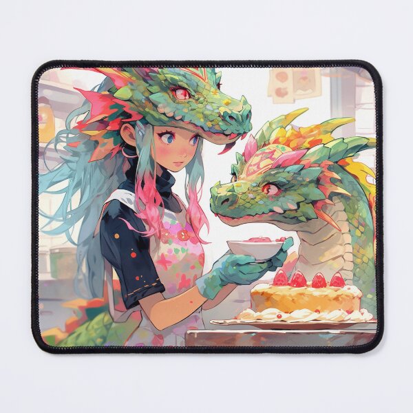 Item preview, Dragon Baking Dessert Fantasy Anime Girl designed and sold by bubblegoth.