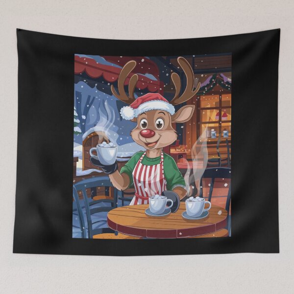 Item preview, Friendly Reindeer Serving Hot Cocoa designed and sold by McVrax.