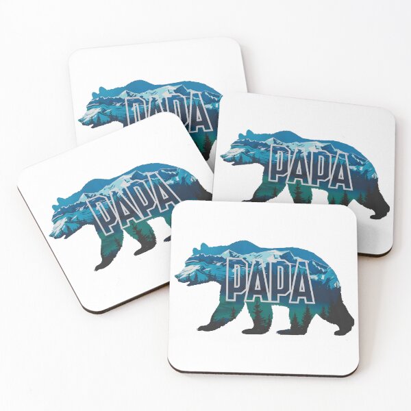 Aperçu de l'œuvre Papa Cool Bear avec des montagnes d'aventures hivernales créée et vendue par PlanetMarker.