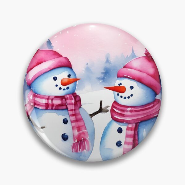 Item preview,  Pink Christmas,  Pink Snowmen,  Watercolor  Winter Holliday designed and sold by KolorellaS.