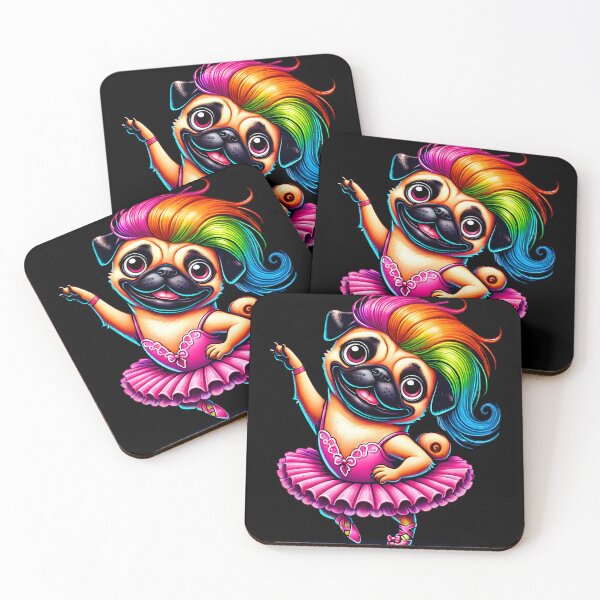 Item preview, Funny Pug Ballerina rainbow Illustration | Cute Dog Dance Art designed and sold by DrawHandArt.