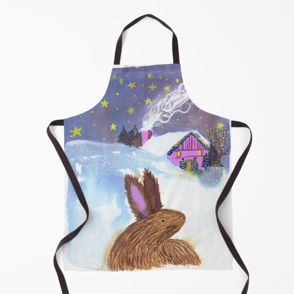 Item preview, Cozy Winter Cabin and Rabbit - Whimsical Snowy Night  - Illustration Jemma Jamie Skidmore  designed and sold by Jemma Jamie Skidmore.