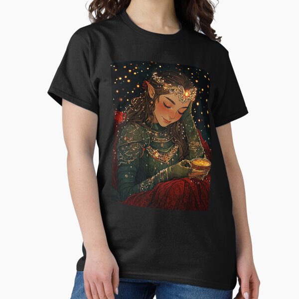 Artikel-Vorschau von Weibliche Elfenritterin entspannt sich bei einer Tasse Tee am Weihnachtsabend, designt und verkauft von LonesomeKnight.