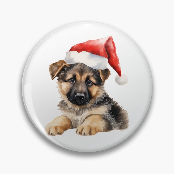 Item preview, German Shepherd dog with santa hat - Sheep dog puppy with Christmas hat designed and sold by Daydreamsatdawn.