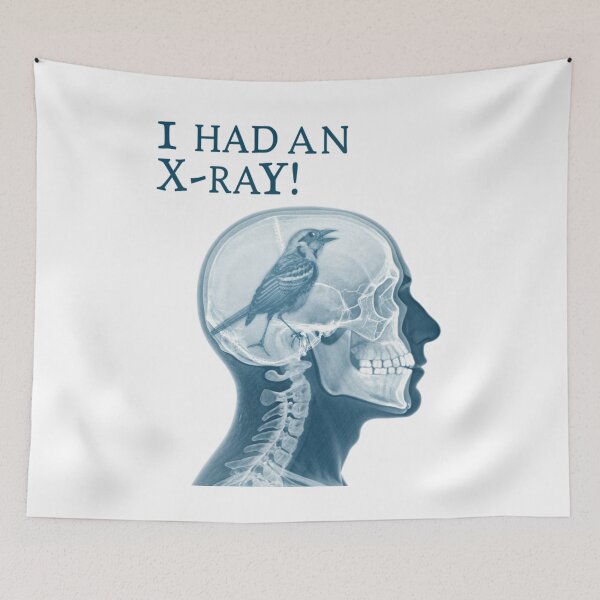 Item preview, Unique Skull X-Ray Design with Bird Brain Art - Whimsical X-Ray Illustration designed and sold by Colorful-Garden.