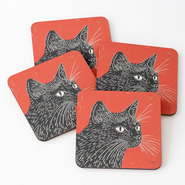 Item preview, Black Cat Lino Cut Style designed and sold by HardysHouse.