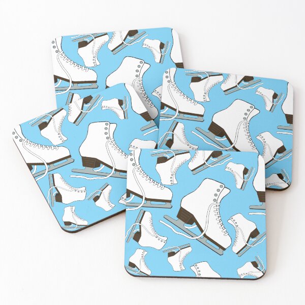 Item preview, White Figure Skates on Light Blue Background designed and sold by Purposely Designed.