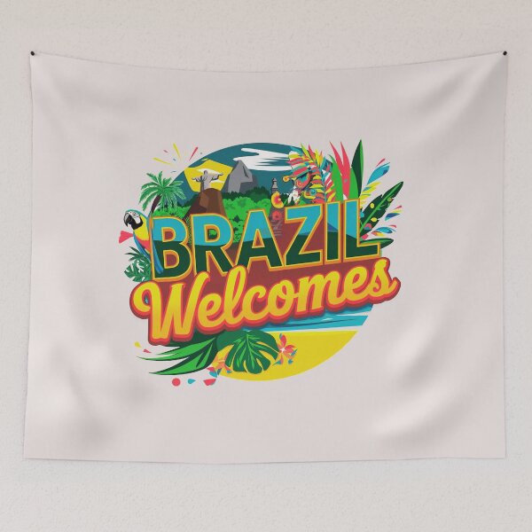 Item preview, Brazil Welcomes Flag Map carnival designed and sold by AnimalsDH305.