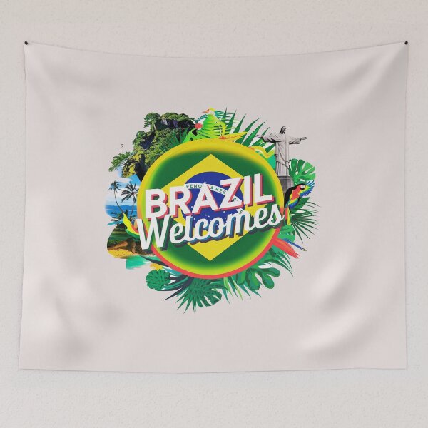 Item preview, Brazil Welcomes Flag Map carnival designed and sold by AnimalsDH305.