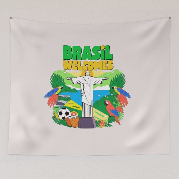 Item preview, Brazil Welcomes Flag Map carnival designed and sold by AnimalsDH305.