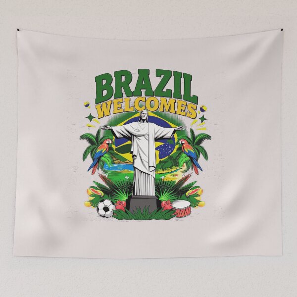 Item preview, Brazil Welcomes Flag Map carnival designed and sold by AnimalsDH305.