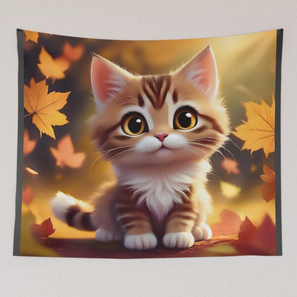 Aperçu de l'œuvre Chaton d'anime d'automne dans les feuilles créée et vendue par DoctorDon.