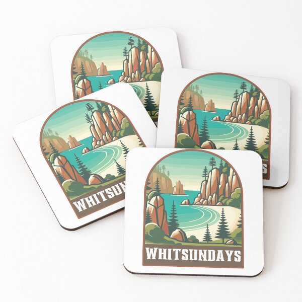 Item preview, Whitsundays Queensland Australia Retro Art Travel Landscape designed and sold by MaateoDesign.