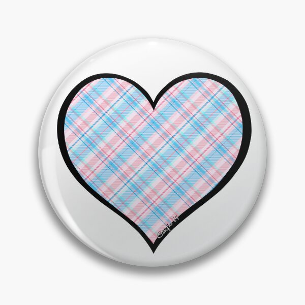 Item preview, Trans Pride Tartan Heart for Stickers, Magnets, and Buttons designed and sold by Starfire Studio.