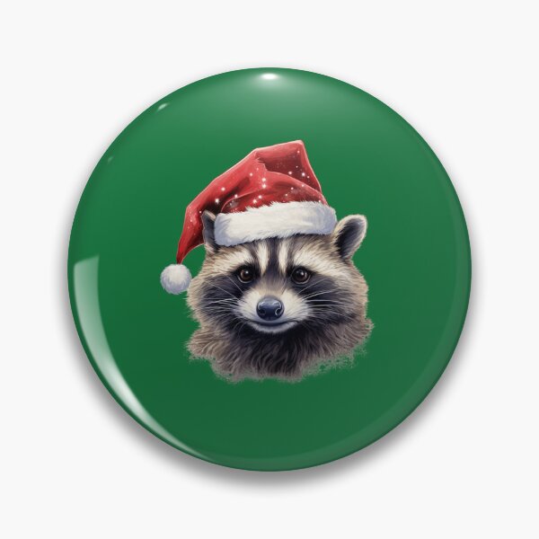 Item preview, Endearment Festive Curious Raccoon in Santa Hat designed and sold by The Art of Kkatarynka.