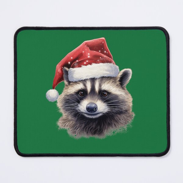 Item preview, Endearment Festive Curious Raccoon in Santa Hat designed and sold by The Art of Kkatarynka.